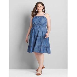 Lane Bryant Chambray Tier Dress - Size 20 NWT